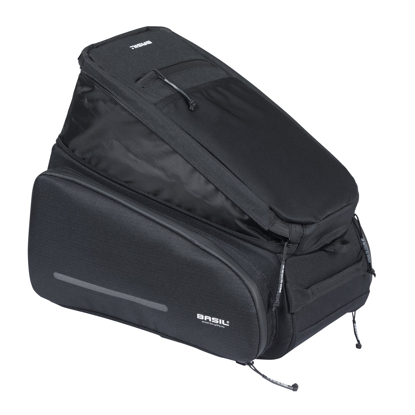 Sacoche arrière vélo Basil move noir avec soufflet waterproof extensible 10-26l fixation porte bagage l33x l24cmxh18cm fixation système mik 2.0 inclus