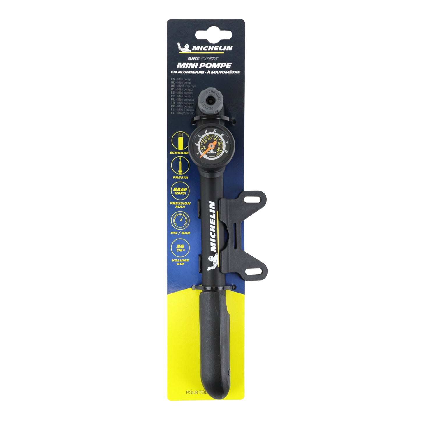 Pompe mini route VTT Michelin alu mano 8 bars