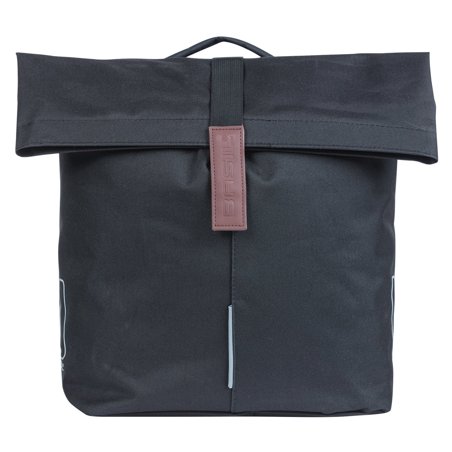 Sacoche arrière vélo double Basil city noir 28-32l fixation porte bagage fixation système mik 2.0 33x30x19cm fermeture pliante anti-pluie