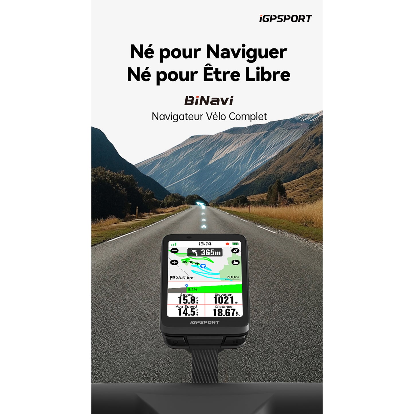 Gps - compteur Igpsport binavi full tactile transflectif - cartographie - ant+ - ble5 - autonomie 35h - multi fonctions compatible + strava et komoot