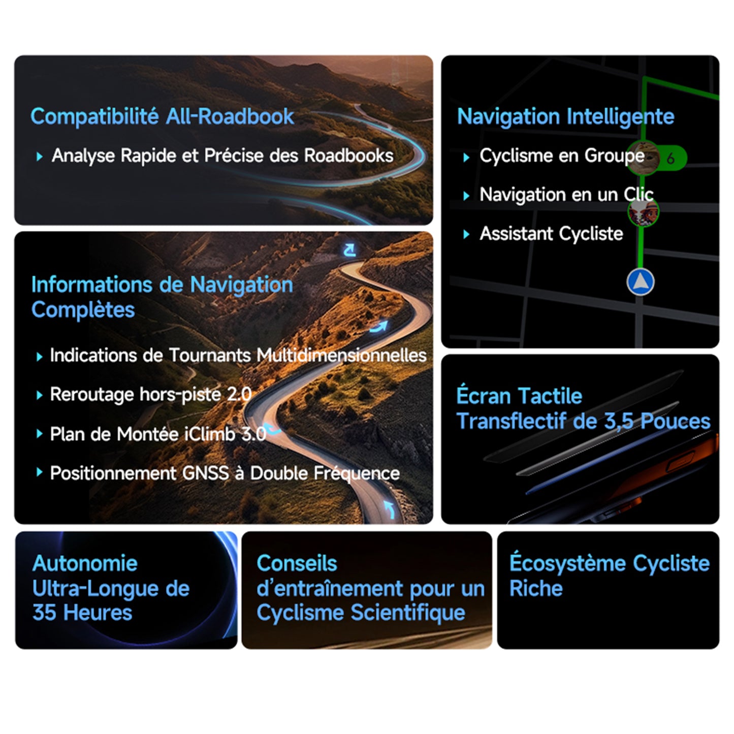 Gps - compteur Igpsport binavi full tactile transflectif - cartographie - ant+ - ble5 - autonomie 35h - multi fonctions compatible + strava et komoot