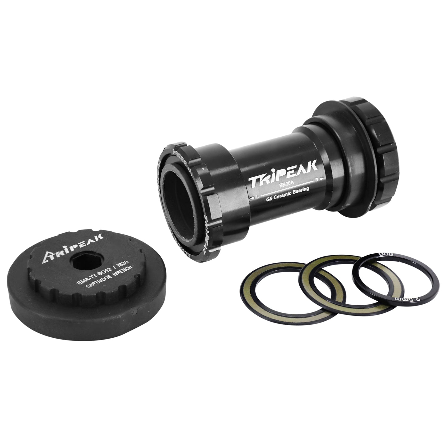 Integrated bottom bracket shell MTB-road press-fit-twistfit Tripeak ceramic 73 mm dia 42 mm for 28.99 mm/30 mm axle (Sram dub/rotor, Cannondale compatible) (bottom bracket tool included)