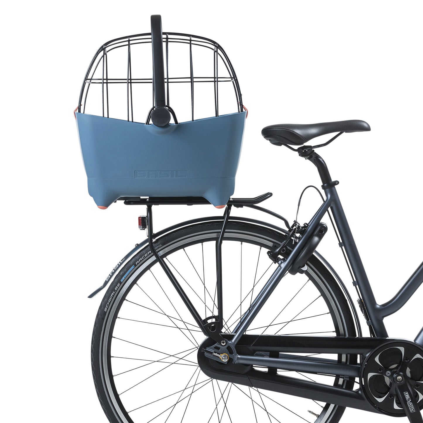 Panier arrière plastique Basil Buddy bleu pour chien