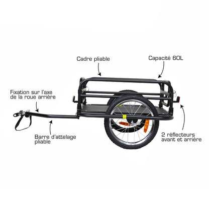 Remorque vélo utilitaire PCP pliable 30 kg