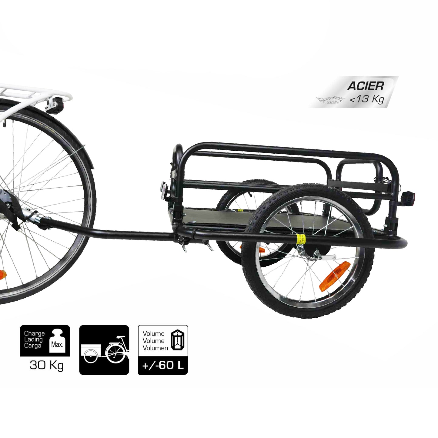 Remorque vélo utilitaire PCP pliable 30 kg