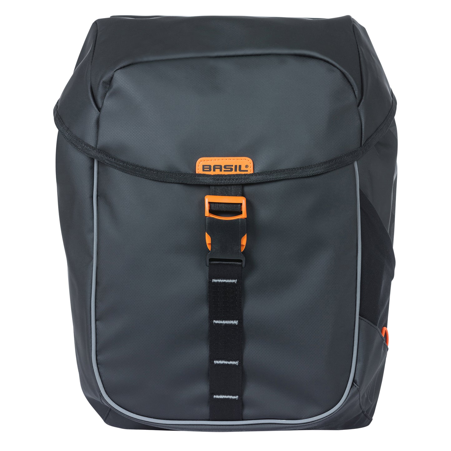 Basil Miles Waterproof Double Pannier Bag 34L Black-Orange for MIK 2.0 System on Luggage Rack 37x13x25cm