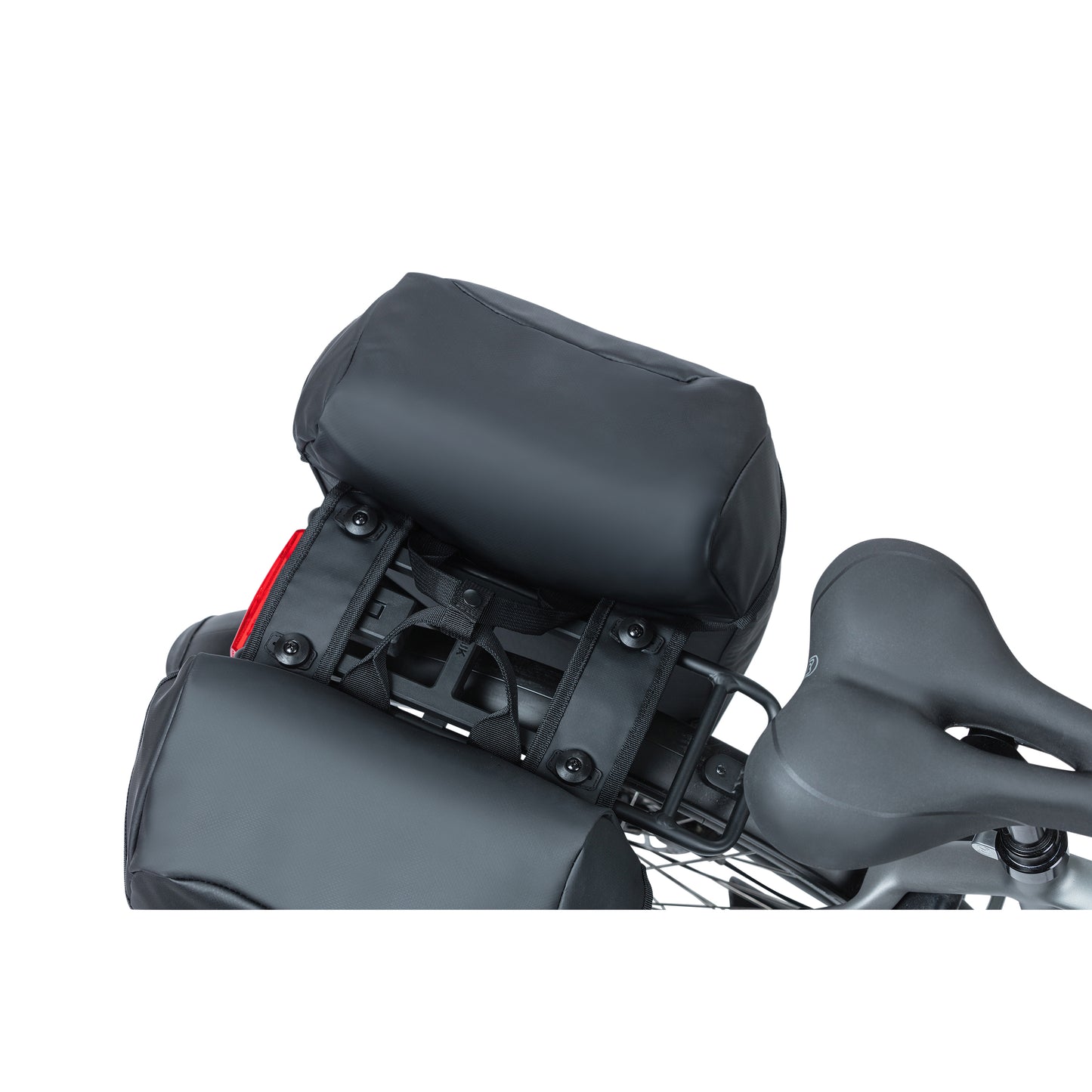 Basil Miles Waterproof Double Pannier Bag 34L Black-Orange for MIK 2.0 System on Luggage Rack 37x13x25cm