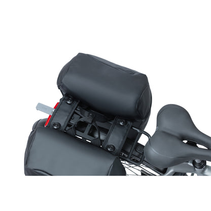 Basil Miles Waterproof Double Pannier Bag 34L Black-Orange for MIK 2.0 System on Luggage Rack 37x13x25cm