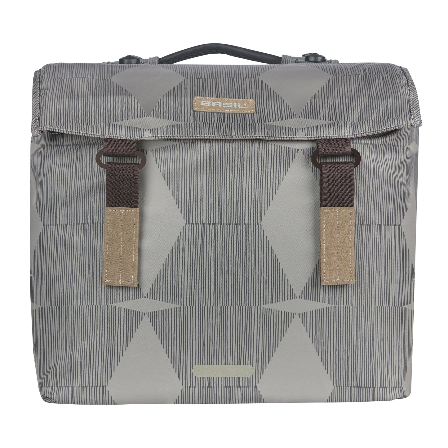 Basil Elegance Double Bicycle Pannier 40L Taupe, Velcro attachment to rack, 36x32x16 cm, MIK 2.0 compatible