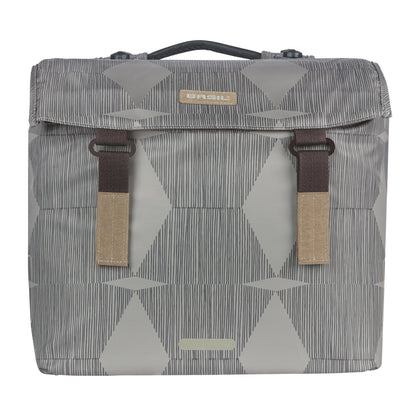 Basil Elegance Double Bicycle Pannier 40L Taupe, Velcro attachment to rack, 36x32x16 cm, MIK 2.0 compatible