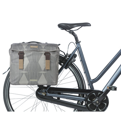 Basil Elegance Double Bicycle Pannier 40L Taupe, Velcro attachment to rack, 36x32x16 cm, MIK 2.0 compatible