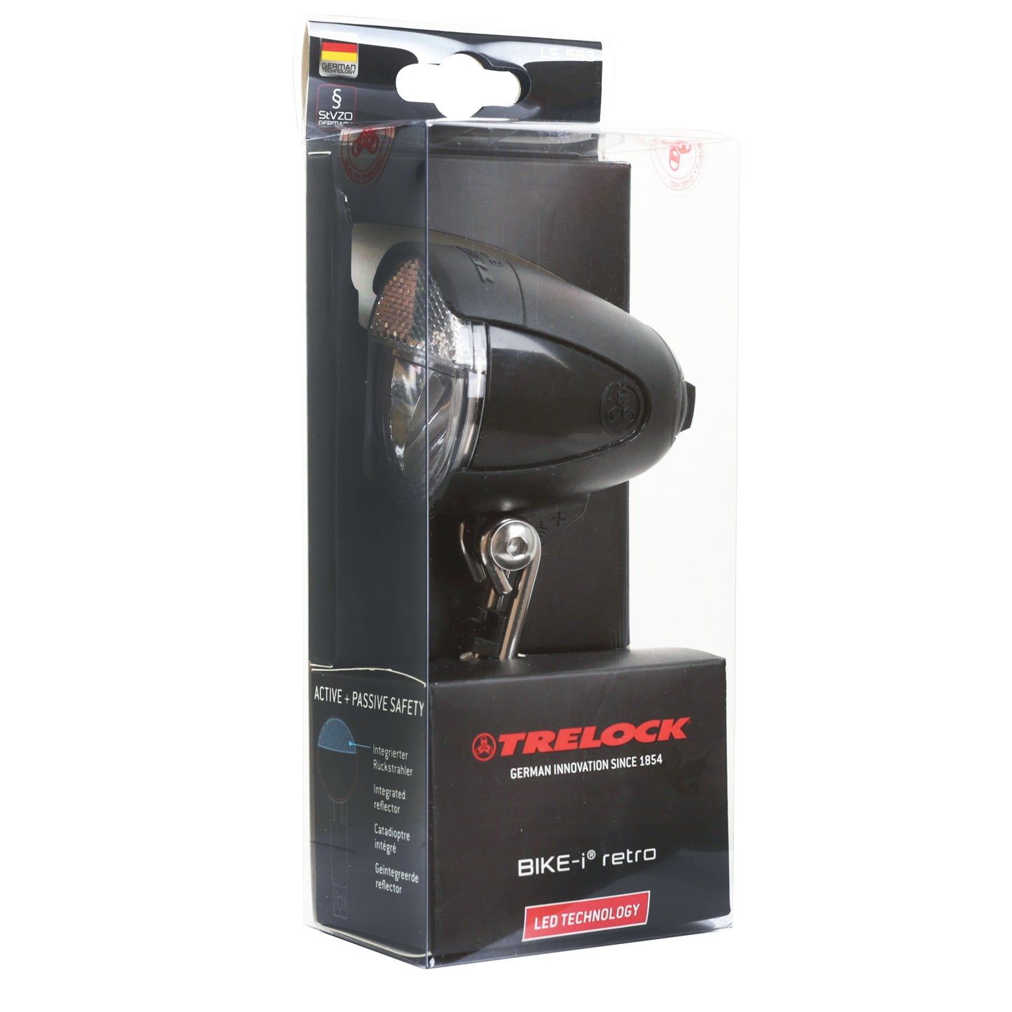 E-bike lighting - front Trelock ls583 bike-retro 15lux black fork light compatible with dynamo