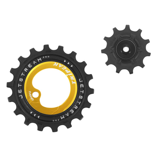 Tripeak 11-18 tooth ceramic derailleur pulley for Shimano GRX RX812 - 817 11-speed 1x, gold, set of 2