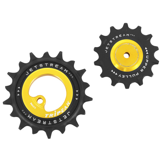 Tripeak 14-18 tooth ceramic 12x1v. Sram T-type gold derailleur pulley, set of 2