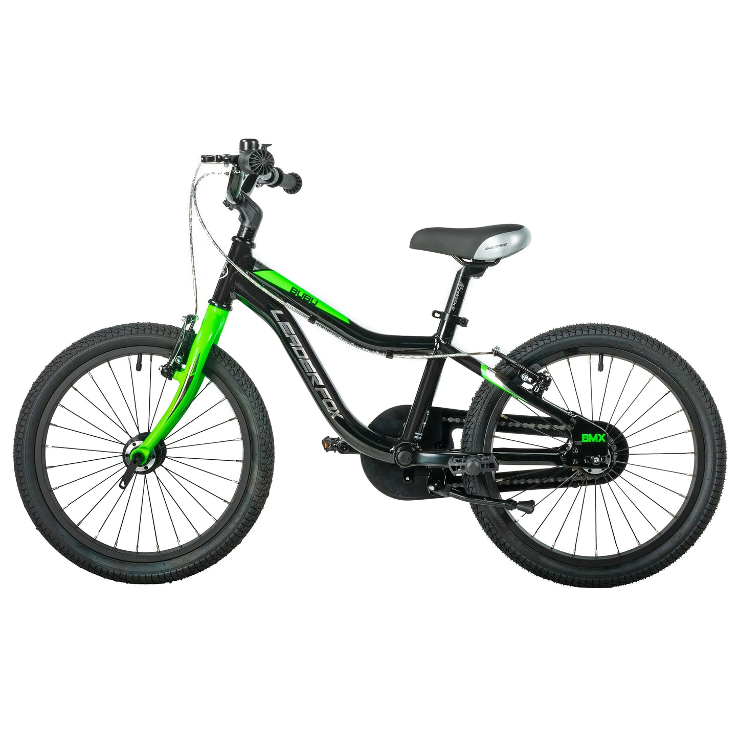 18-inch Leader Fox BUBU Kids' Bike, Black Green, V-brake (115-125 cm)