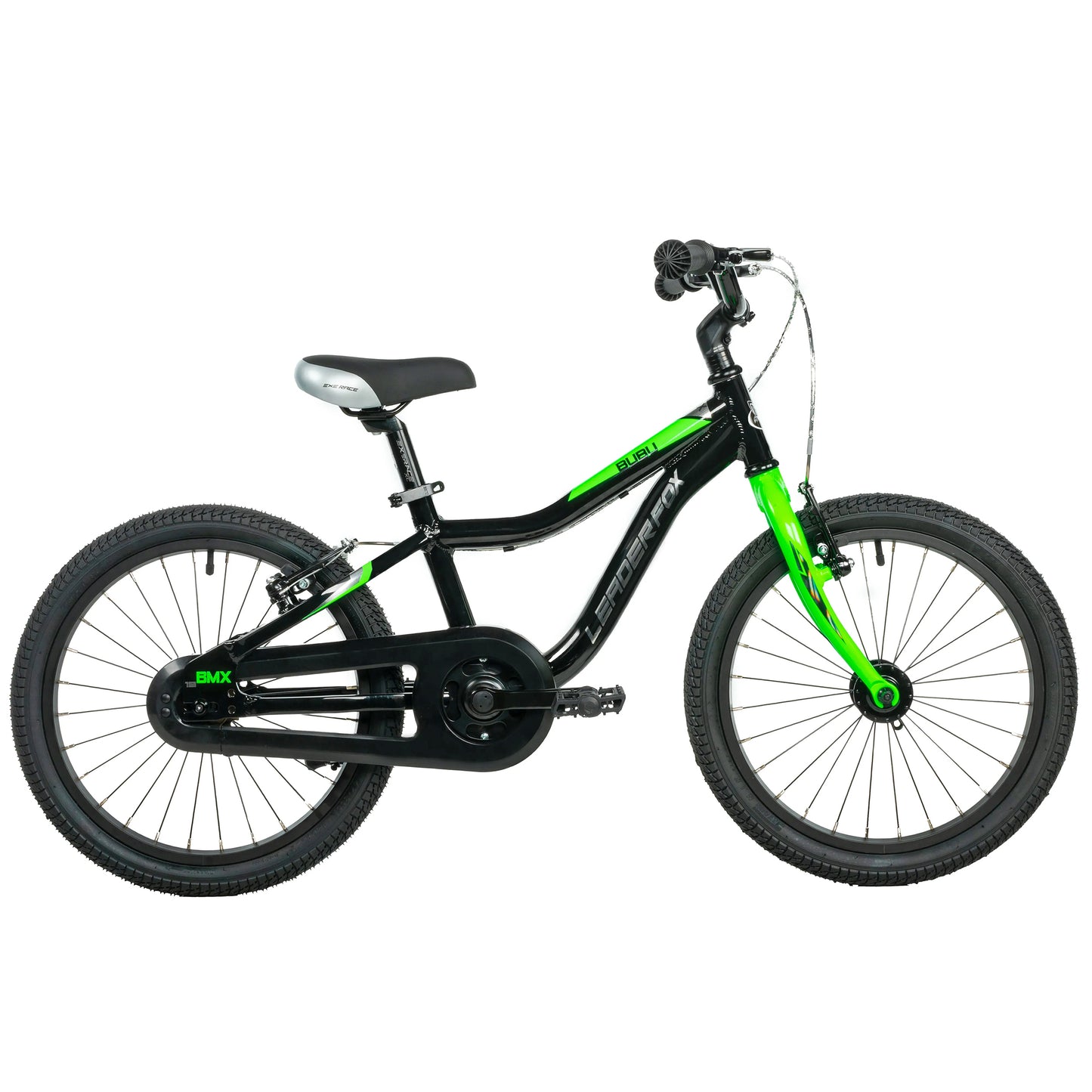 18-inch Leader Fox BUBU Kids' Bike, Black Green, V-brake (115-125 cm)