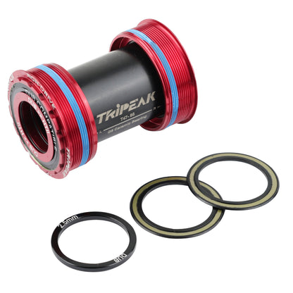 Integrated threaded bottom bracket Tripeak 3in1 ceramic 86mm shell diameter 47mm for 24mm/28.99mm/30mm axle (Sram dub/rotor 3d/Shimano/colnago/trek/seka compatible) -Red cup