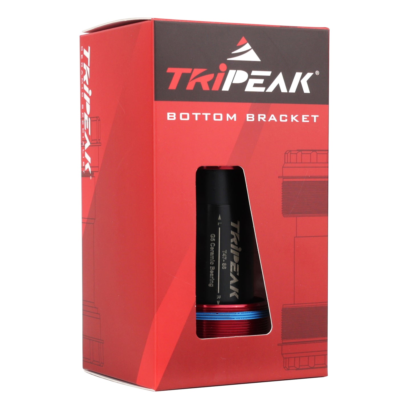 Integrated threaded bottom bracket Tripeak 3in1 ceramic 86mm shell diameter 47mm for 24mm/28.99mm/30mm axle (Sram dub/rotor 3d/Shimano/colnago/trek/seka compatible) -Red cup