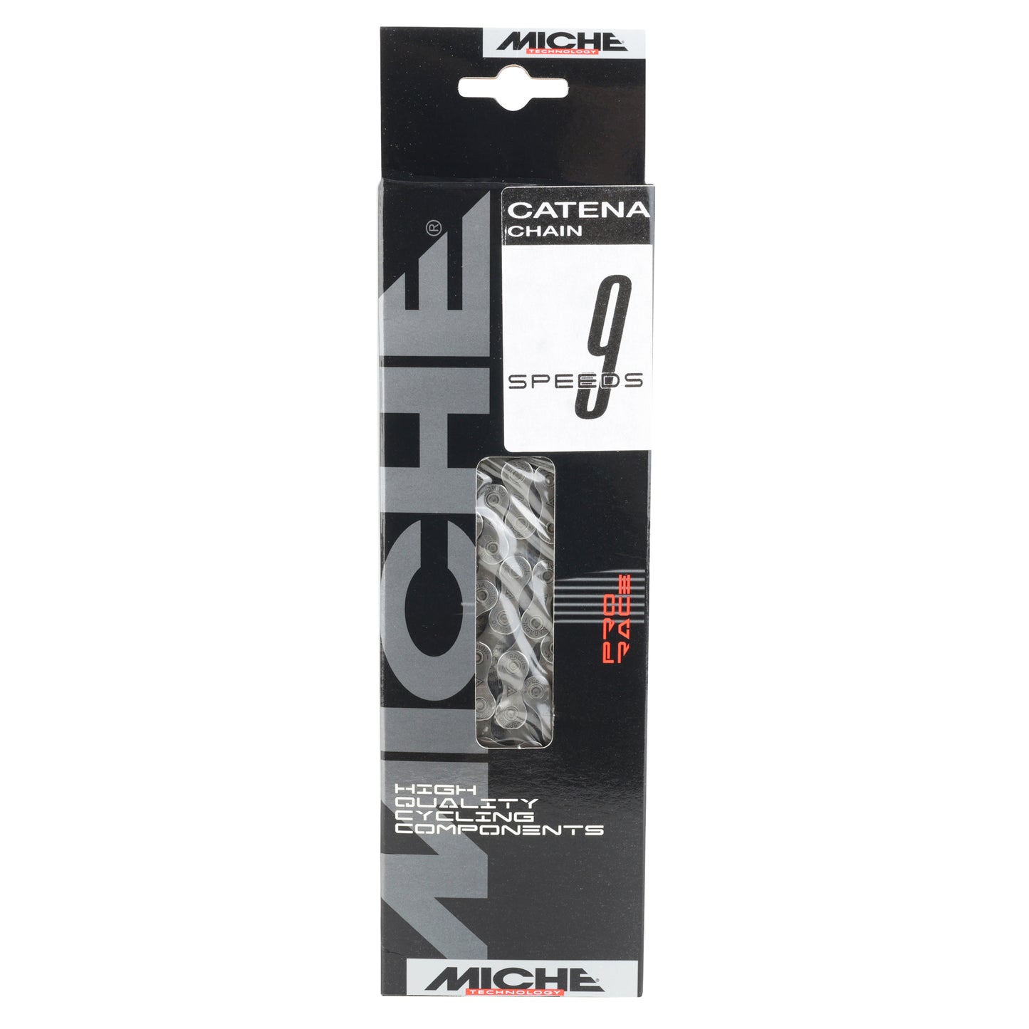 9-speed bike chain. Miche Strada black 112 links (1-2"x3-32") compatible with Shimano and Campagnolo