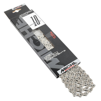 10-speed bicycle chain. Miche strada black 116 links (1-2"x3-32") Shimano and Campagnolo compatible