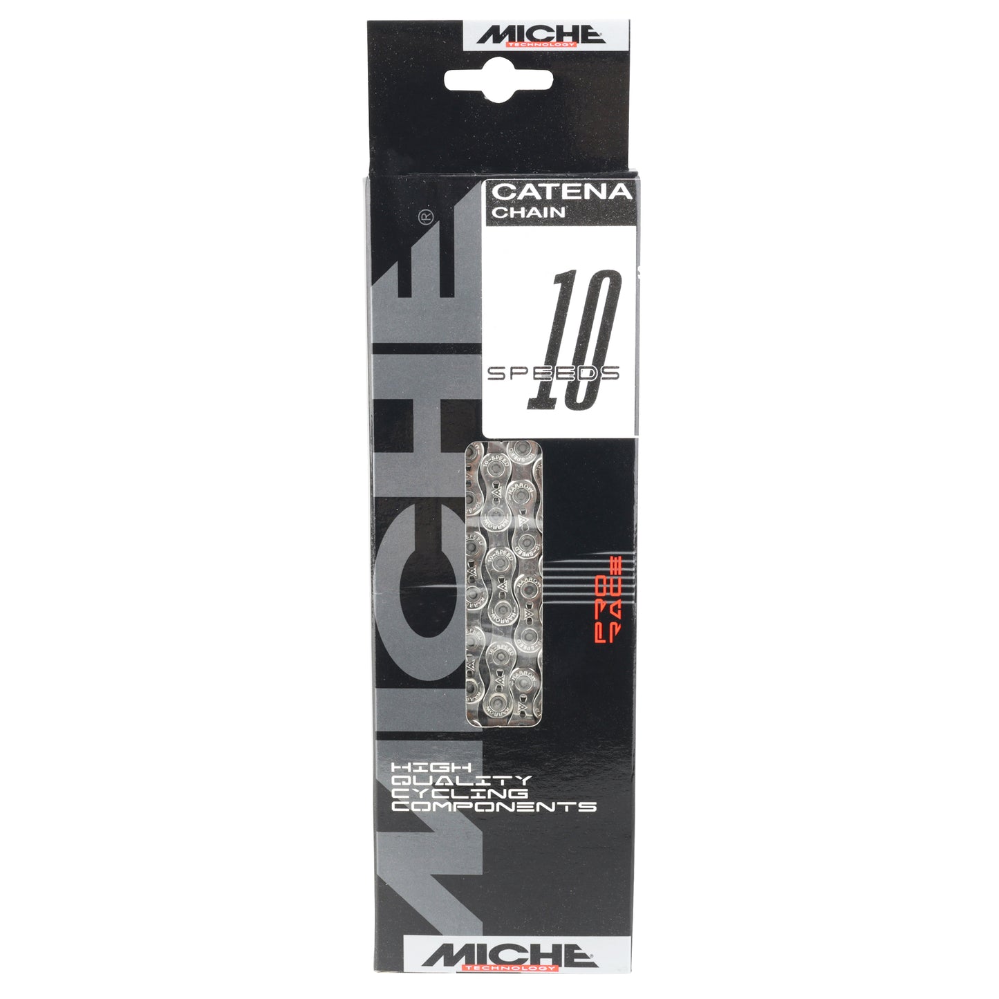 10-speed bicycle chain. Miche strada black 116 links (1-2"x3-32") Shimano and Campagnolo compatible