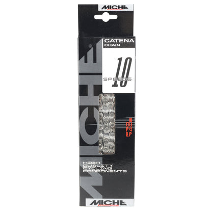 10-speed bicycle chain. Miche strada black 116 links (1-2"x3-32") Shimano and Campagnolo compatible