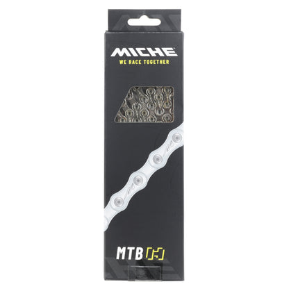 10-speed bicycle chain. Miche black MTB 138 links (1-2"x3-32") Shimano compatible