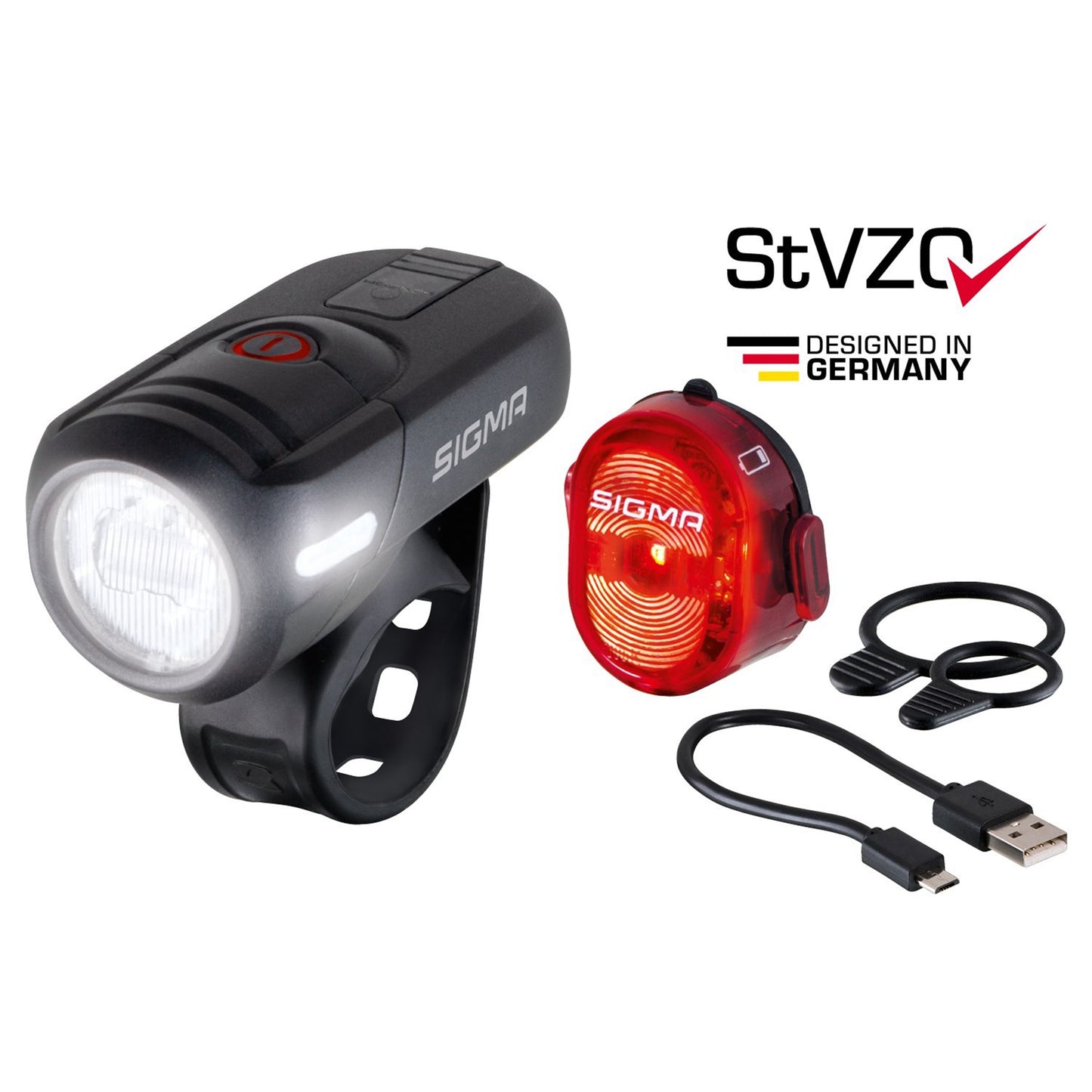 Eclairage vélo usb kit Sigma aura micro set aura 45-nugget ii