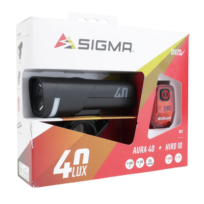 Eclairage vélo usb kit Sigma aura 40 lux-hiro 10
