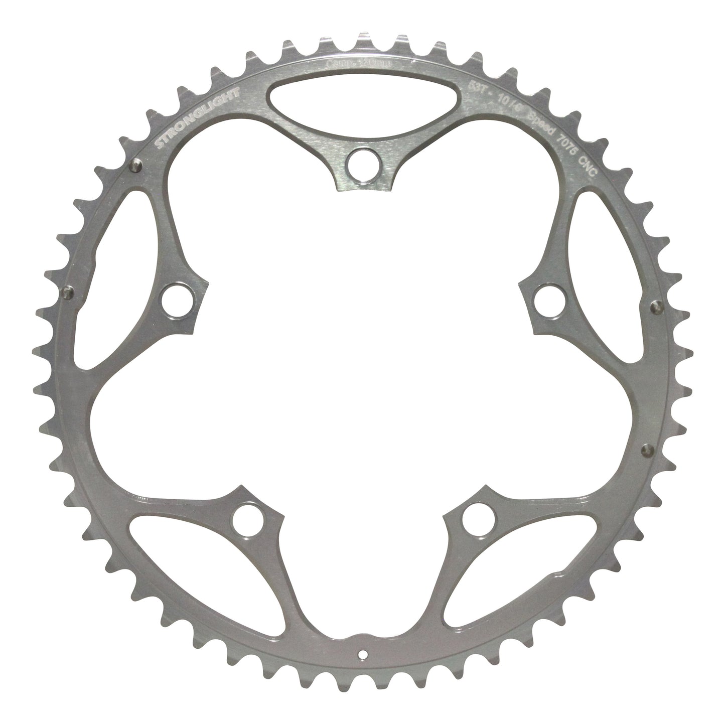 Plateau route Stronglight D130 53D ext Shimano argent 9-10V