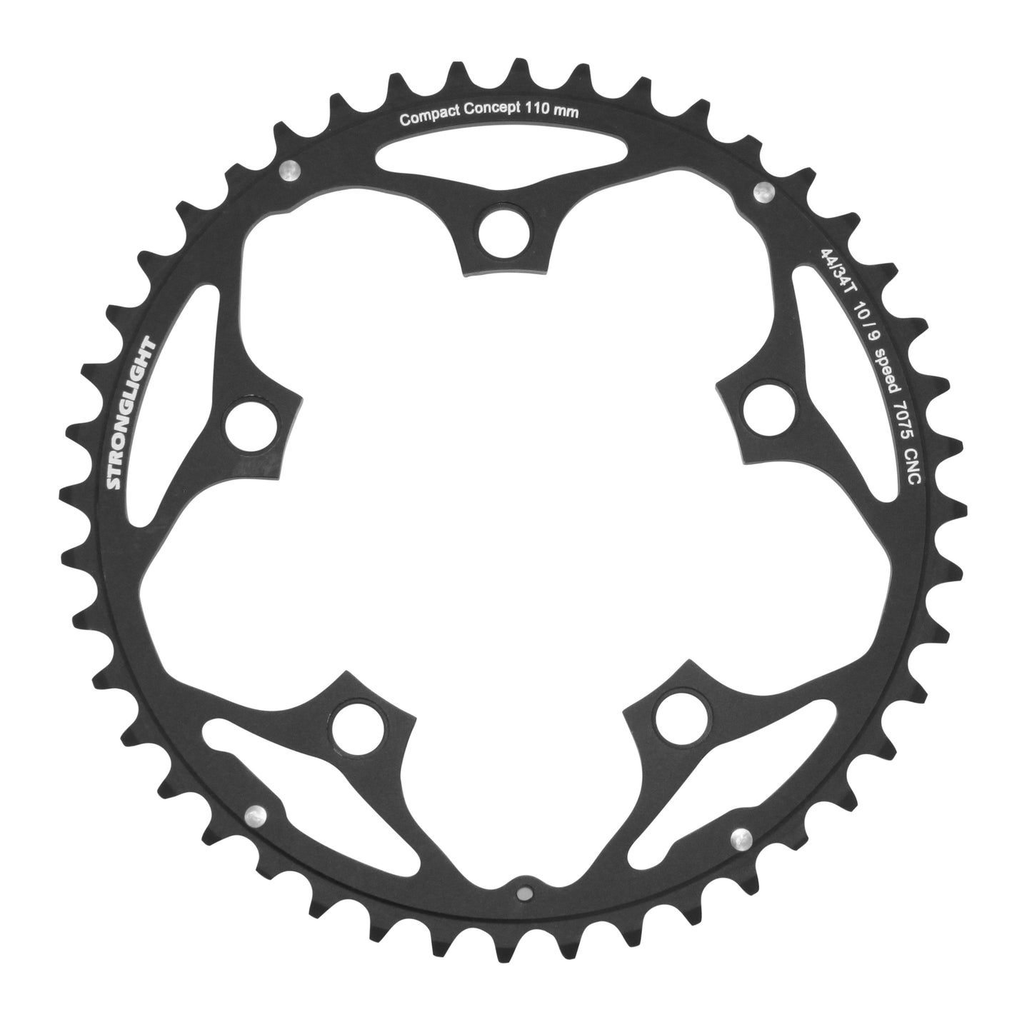 Plateau route Stronglight 5 bras D110 44D int Shimano noir 9-10V