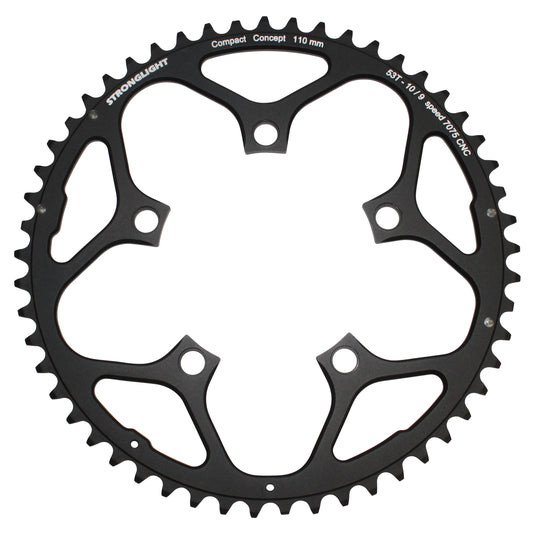 Plateau route Stronglight 5 bras D110 53D ext Shimano noir 9-10V