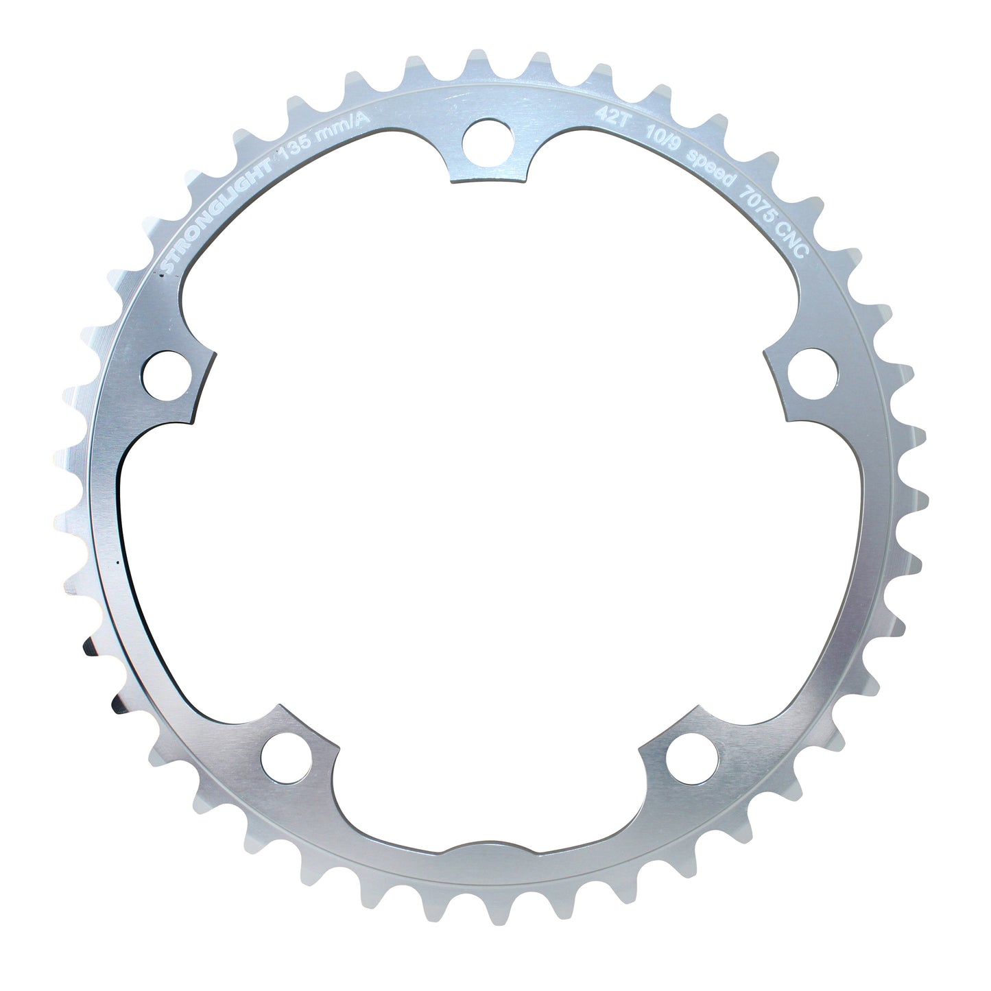 Plateau route Stronglight 5 bras D135 42D int Campagnolo argent 9-10V