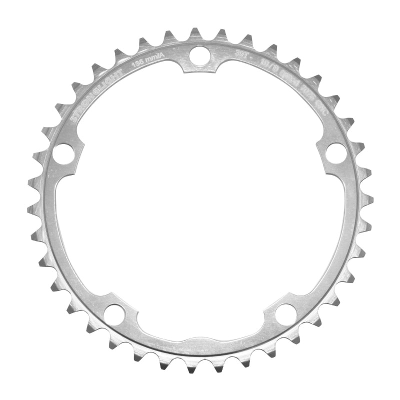 Plateau route Stronglight 5 bras D135 39D int Campagnolo argent 9-10V
