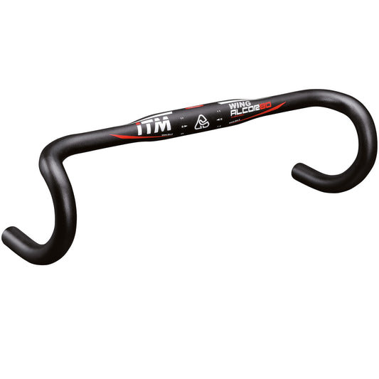 ITM Alcor Wing Alu Road Handlebar, black wing profile, 31.8mm, L 40 outer (c-c 38cm), 295g, red-white graphics