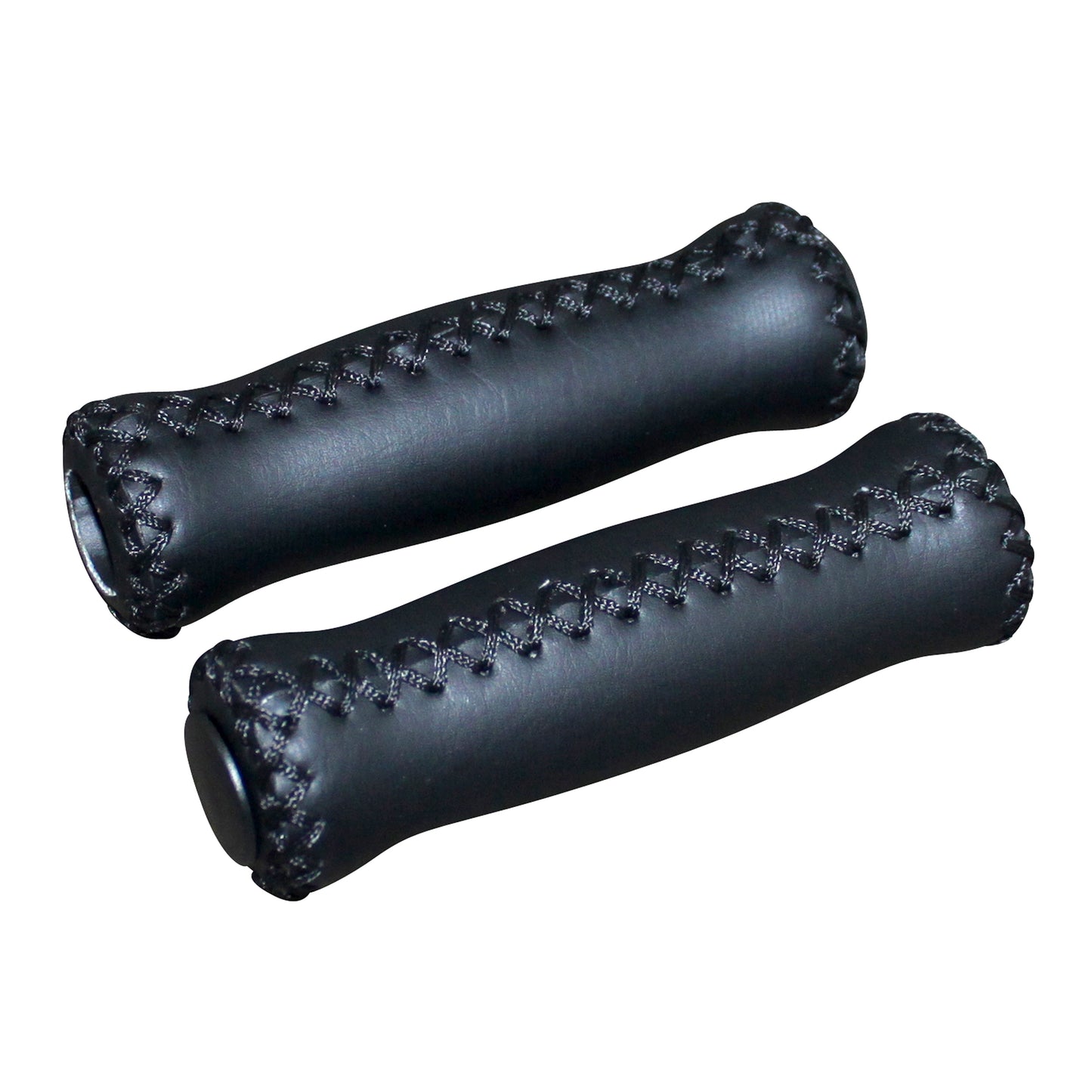 City DDK vintage black leather grips 125mm