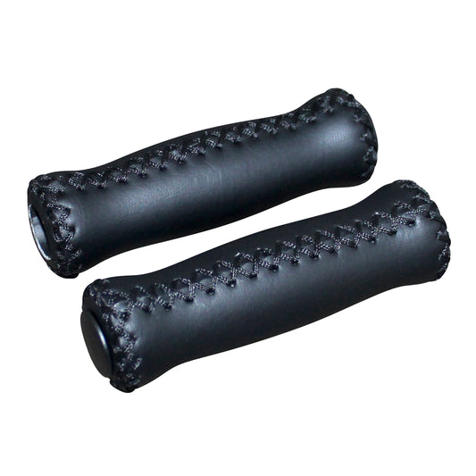 City DDK vintage black leather grips 125mm