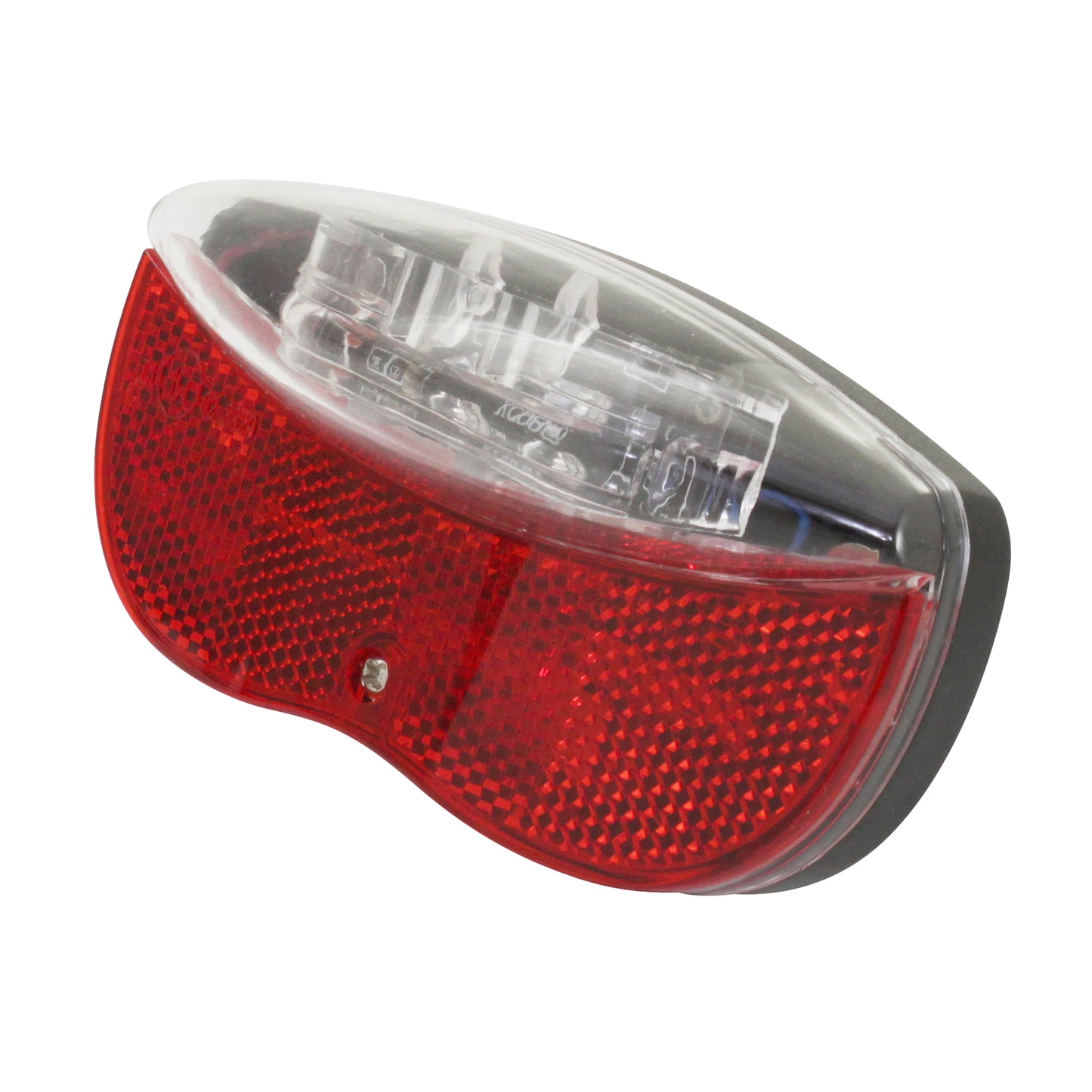 Eclairage vélo à pile arrière sur porte-bagages 2 leds rouge livré avec piles entraxe 80mm PCP