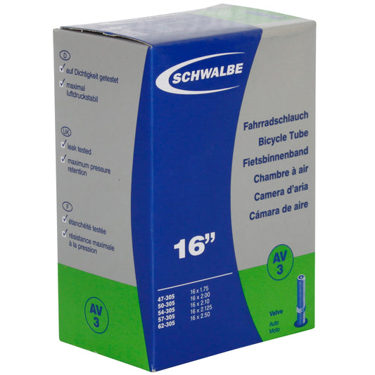 Chambre à air vélo 16 x 1.75-2.50 Schwalbe valve standard (47-62x305) (av3)