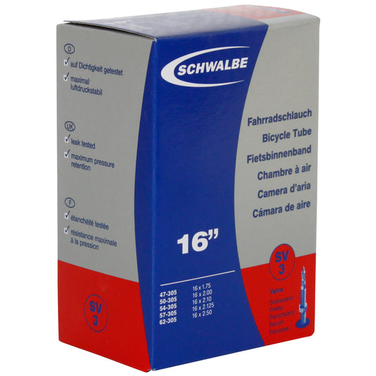 Chambre à air vélo 16 x 1.75-2.50 Schwalbe valve presta (47-62x305) (sv3)