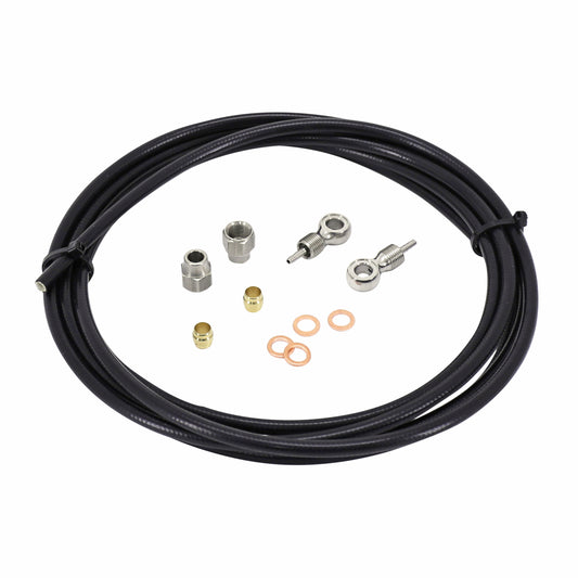 Durite frein disque Newton noir 2.5m kit complets avec fixations pour 2 étriers universel pour Shimano et autre frein - gaine hydraulique PCP