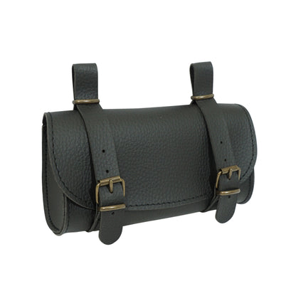 Vintage Black Leather Style Bicycle Saddle Bag 16x8.5x3.5cm