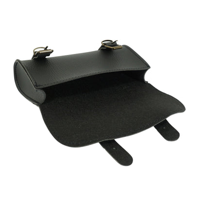 Vintage Black Leather Style Bicycle Saddle Bag 16x8.5x3.5cm