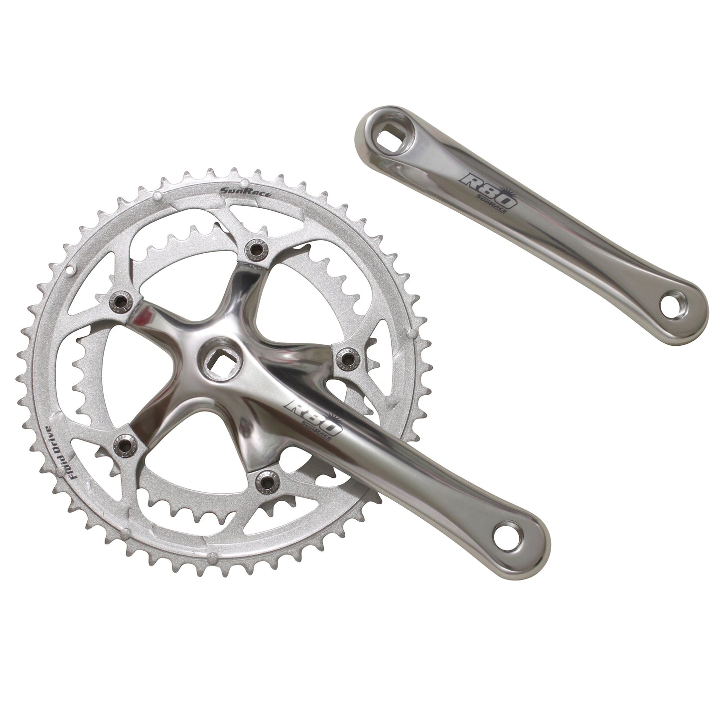 Pédalier route Sunrace R80 argent 170 52x42 boîtier 107