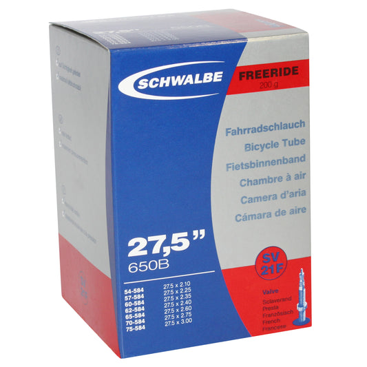 Chambre à air vélo 27.5 x 2.10-2.85 Schwalbe valve presta obus démontable tout alu (27.5+) (sv21f)