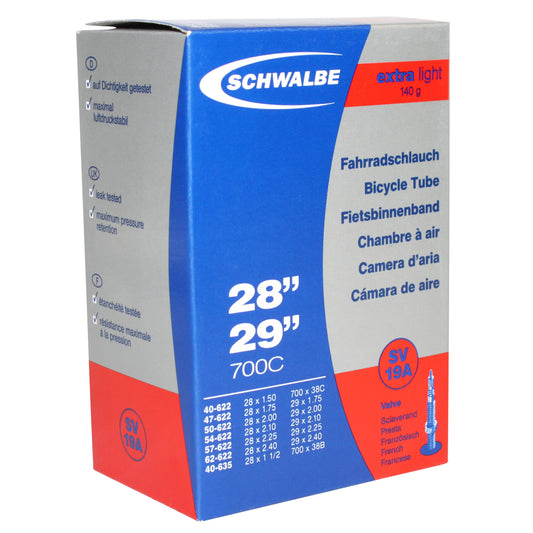 Chambre à air vélo 29 x 1.75-2.40 et 700 x 38-60 Schwalbe valve presta obus démontable 40mm tout alu (sv19)