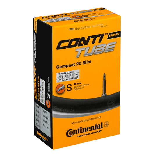 Chambre à air vélo 20 x 1 1-8-1 1-4 Continental valve presta (28-406 à 32-451)