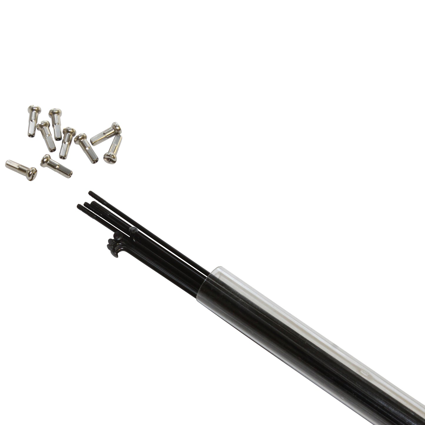 Black stainless steel PCP spoke 2mm elbowed 290 mm / tube of 10