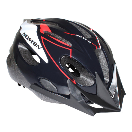 Newton Crossride Junior Kids' Bike Helmet, Black/Red, with Visor and Lock