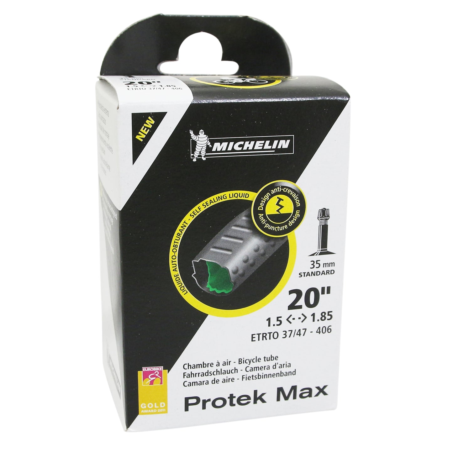 Chambre à air vélo 20 x 1.30-1.80-450a Michelin protek max g3 valve standard avec liquide anti-crevaison